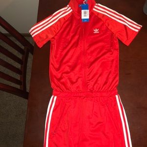 Red adidias dress